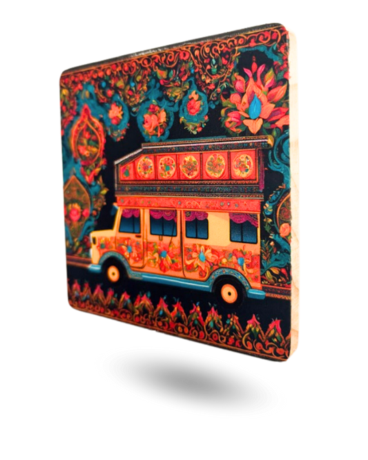 Traditional Van Art Tea Coasters – Premium Wooden & Non-Slip Base