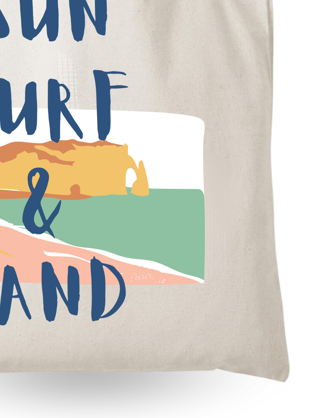 Sun Surf & Sand  - Unique Canvas Tote Bag Printed