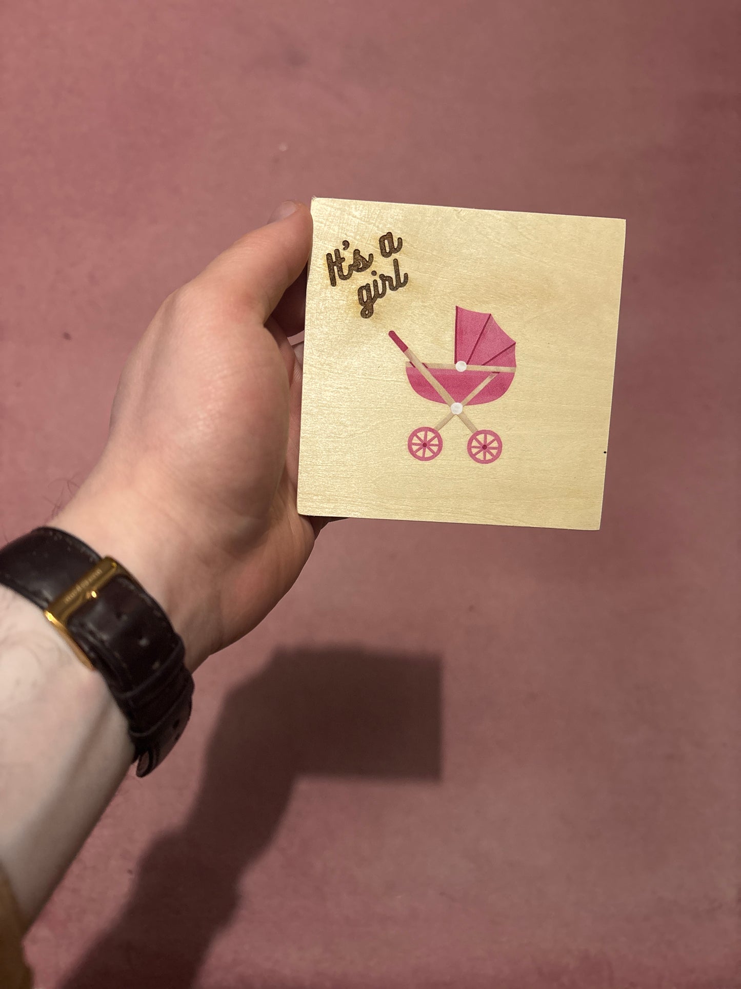 Girl Pram- baby announcement tag (Copy)