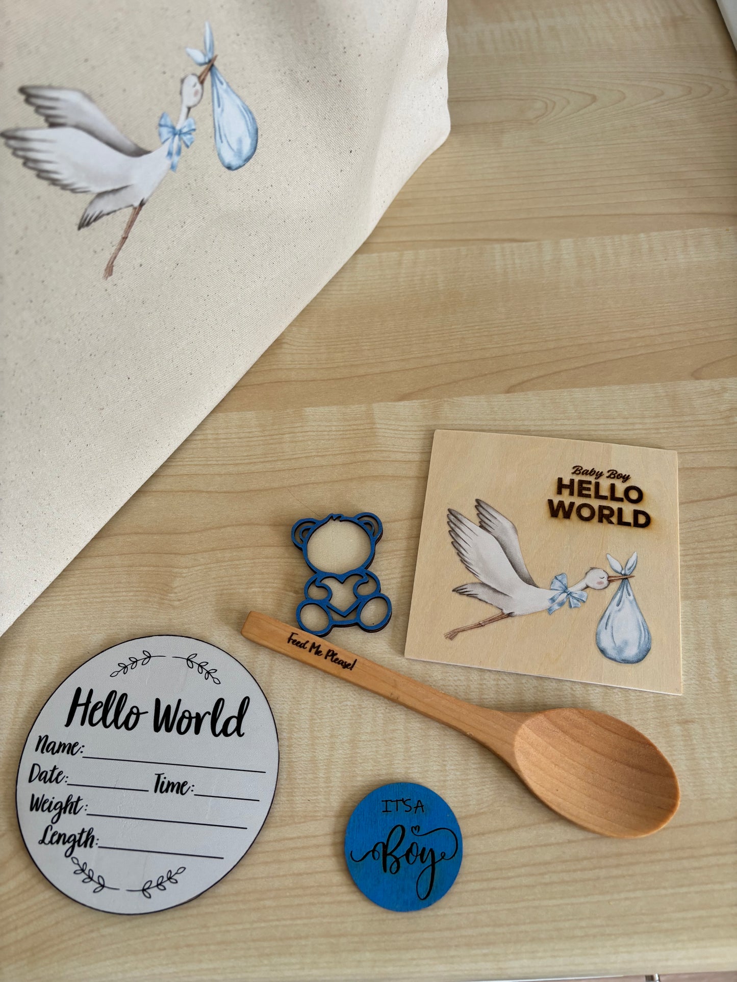 Baby Boy Gift Bundle – “Hello World” Newborn Essentials Set