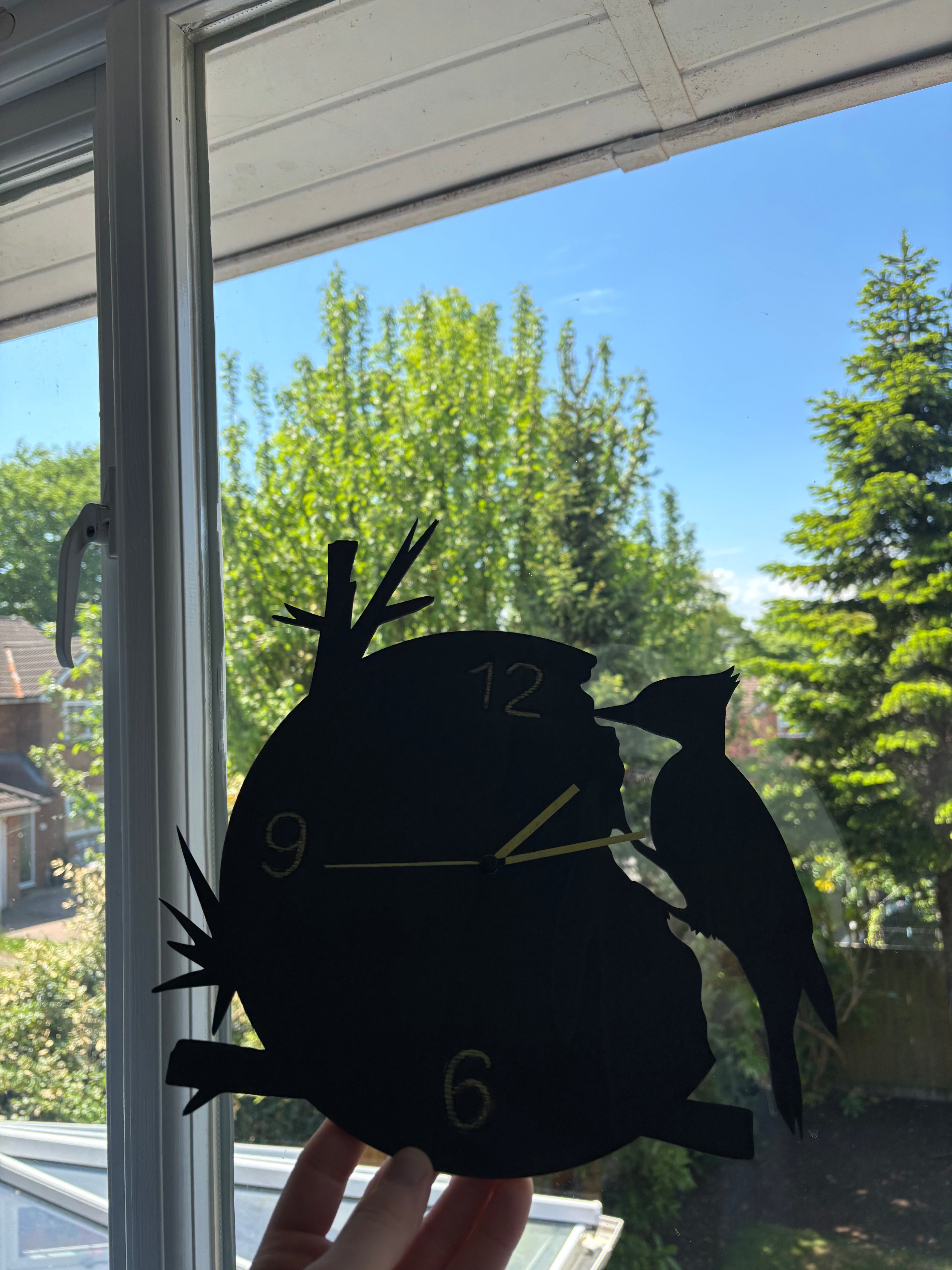 Woodpecker wooden wall clock