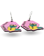 Book Worm Wooden Earrings