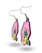 Book Worm Wooden Earrings
