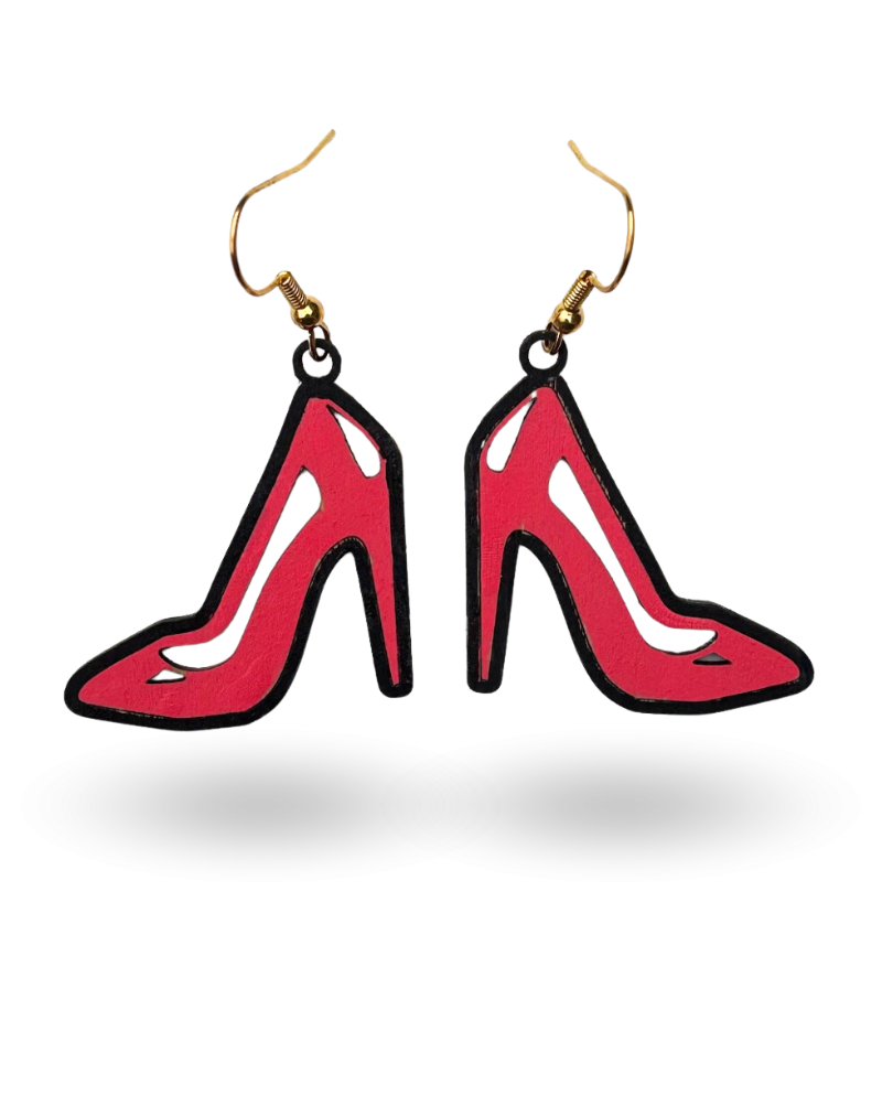 Red Heels Wooden Earrings