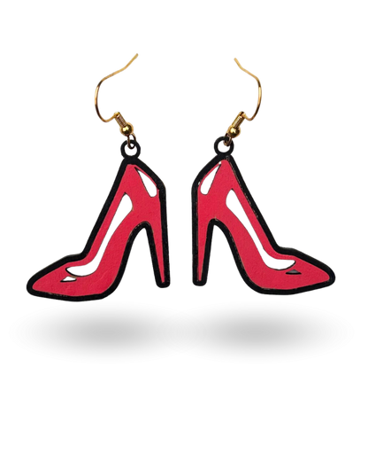 Red Heels Wooden Earrings