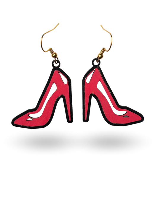 Red Heels Wooden Earrings