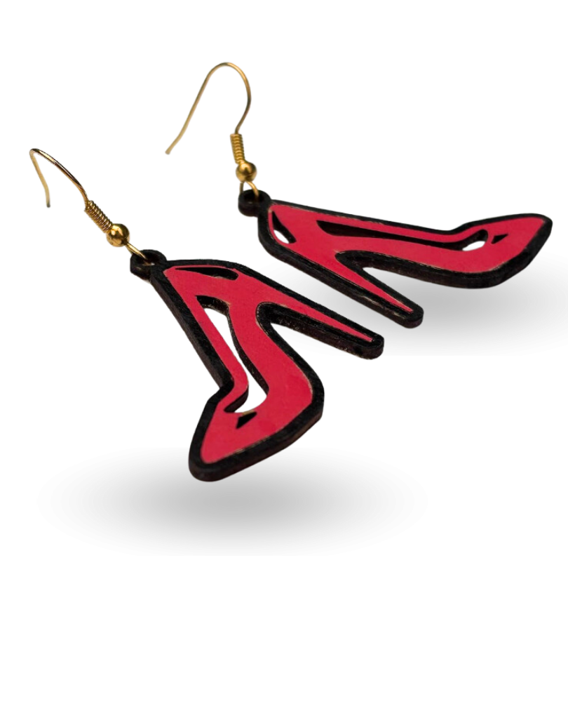 Red Heels Wooden Earrings