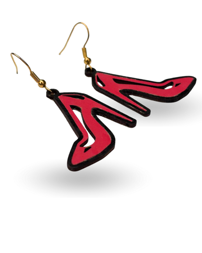 Red Heels Wooden Earrings
