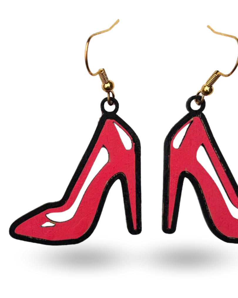 Red Heels Wooden Earrings