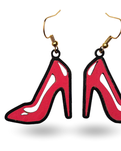 Red Heels Wooden Earrings