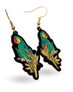Bright Parrot Hand Painted Wooden Earrings