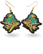 Bright Parrot Hand Painted Wooden Earrings