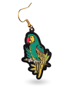 Bright Parrot Hand Painted Wooden Earrings