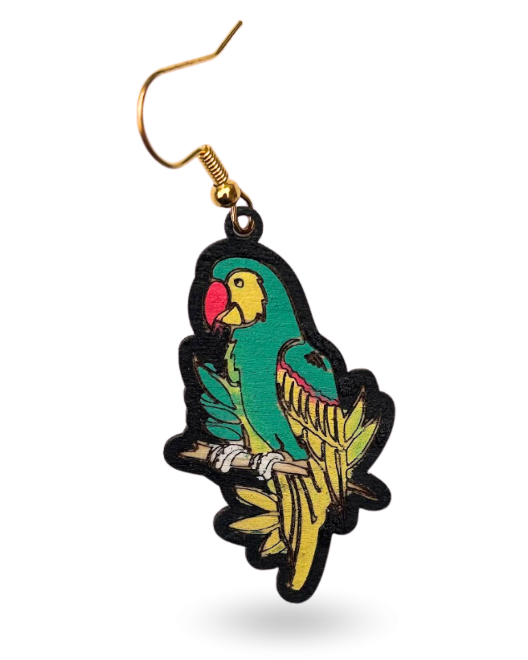 Bright Parrot Hand Painted Wooden Earrings