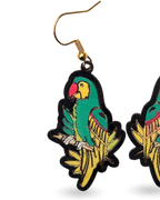 Bright Parrot Hand Painted Wooden Earrings