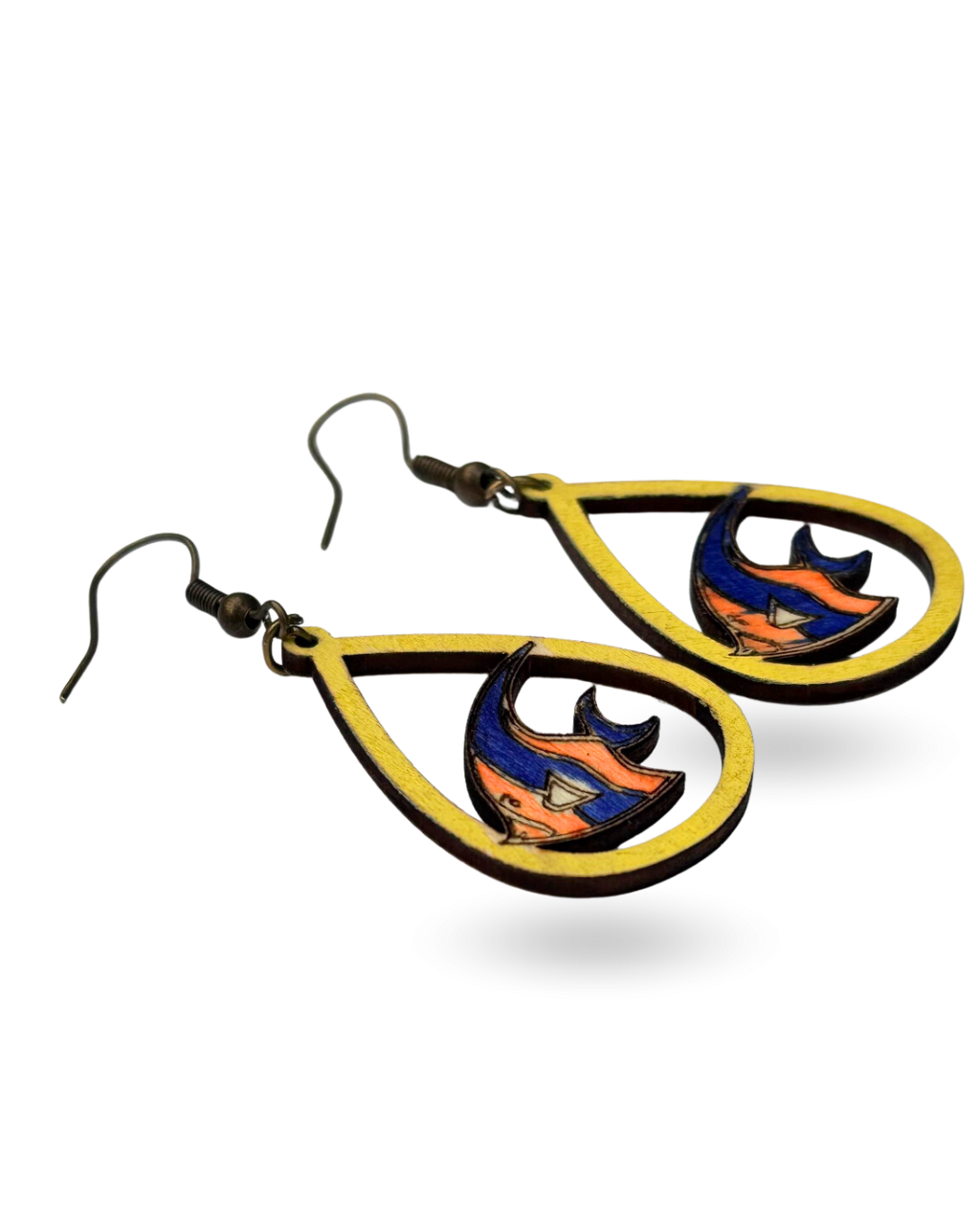 Fish Hand Painted Wooden Earrings