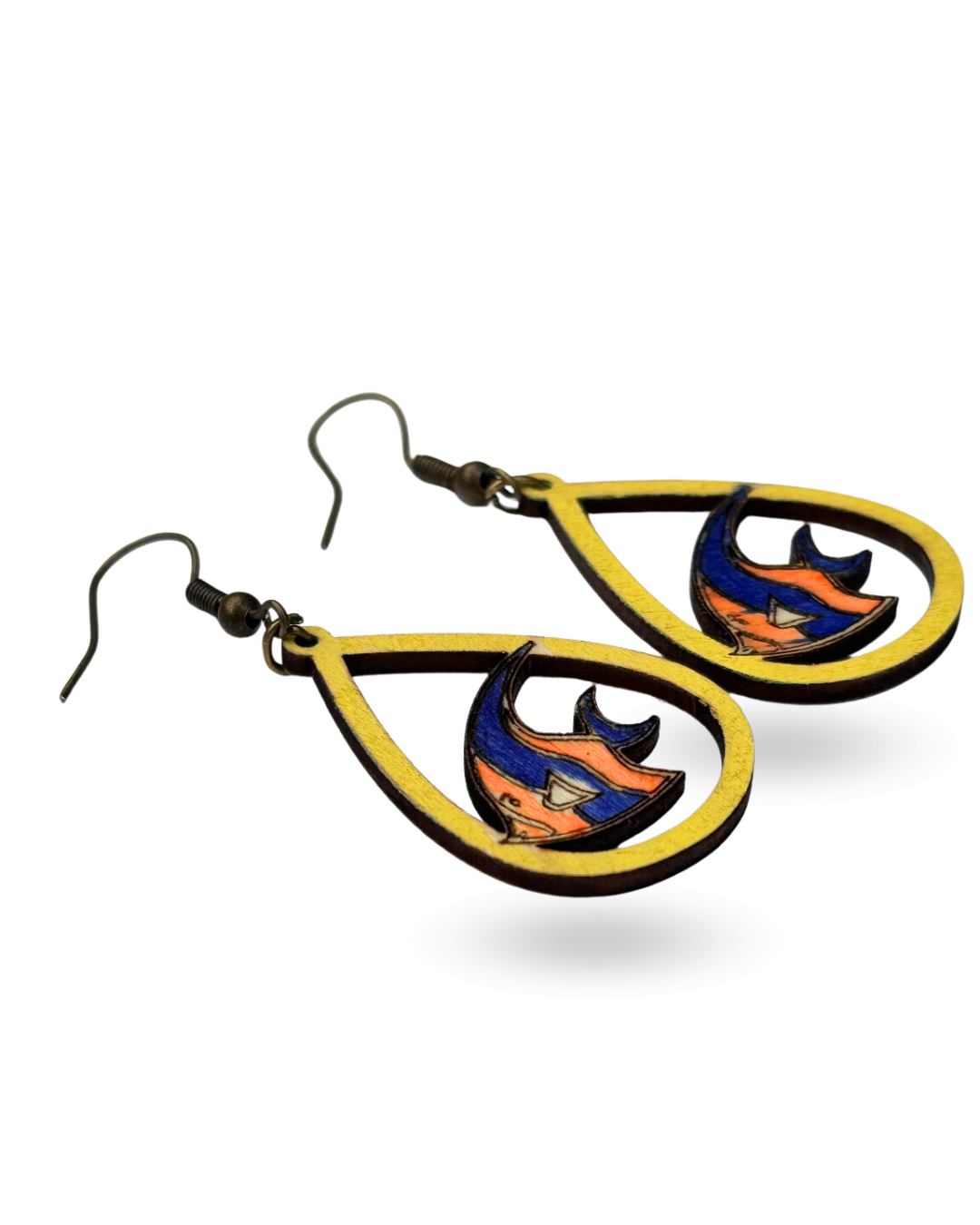 Fish Hand Painted Wooden Earrings