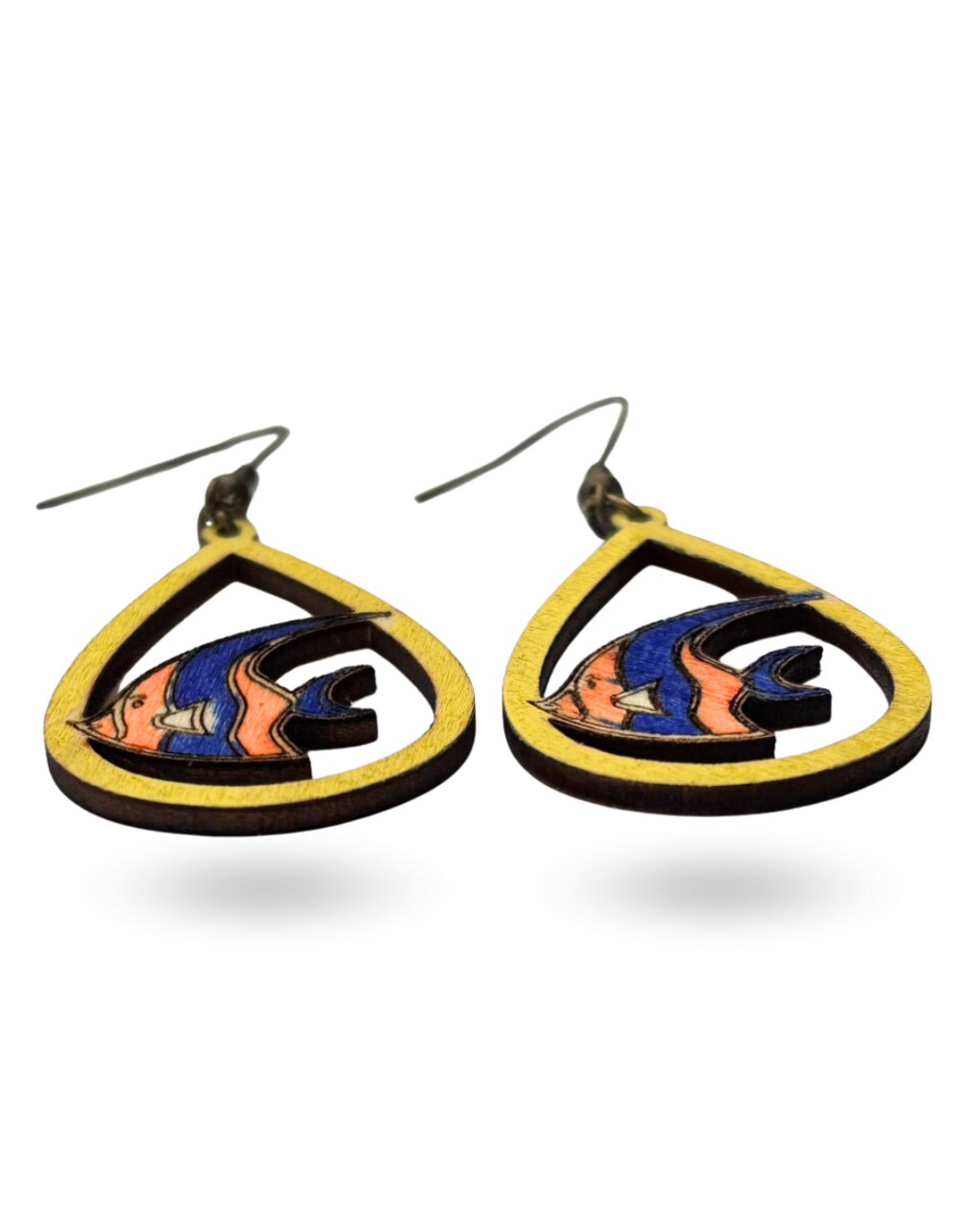 Fish Hand Painted Wooden Earrings