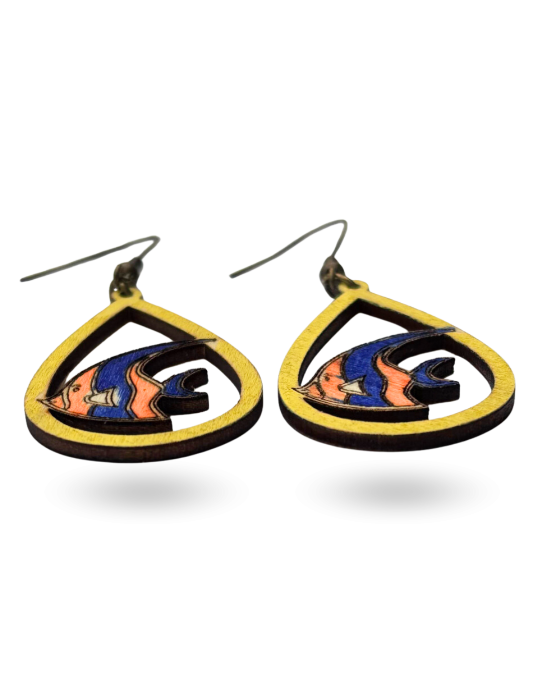 Fish Hand Painted Wooden Earrings