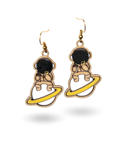 Astronaut Hand Painted Wooden Earrings