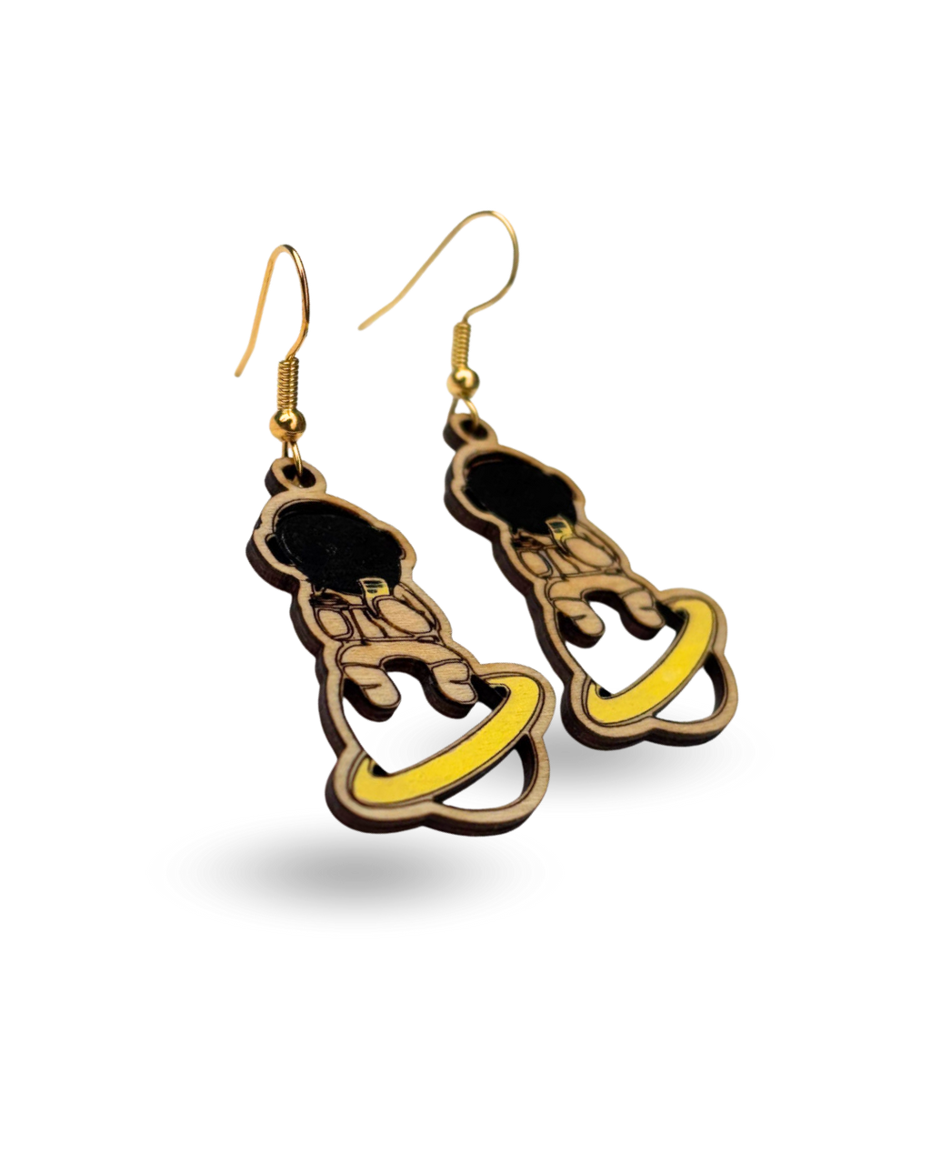 Astronaut Hand Painted Wooden Earrings