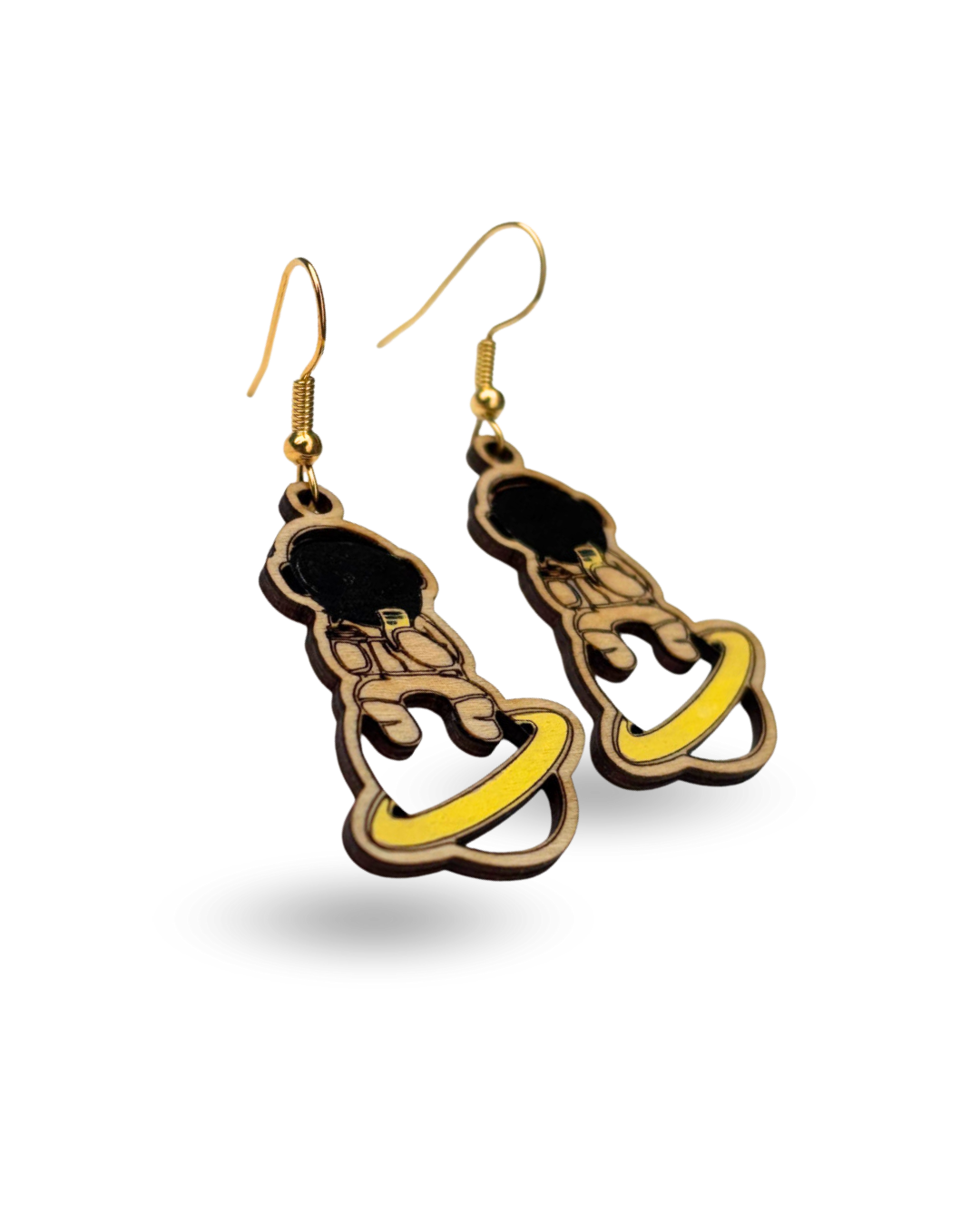 Astronaut Hand Painted Wooden Earrings