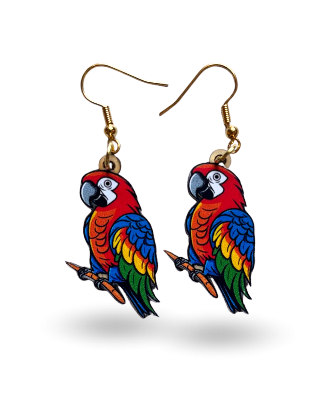 Macaw Parrot Printed Wooden Earrings