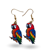 Macaw Parrot Printed Wooden Earrings