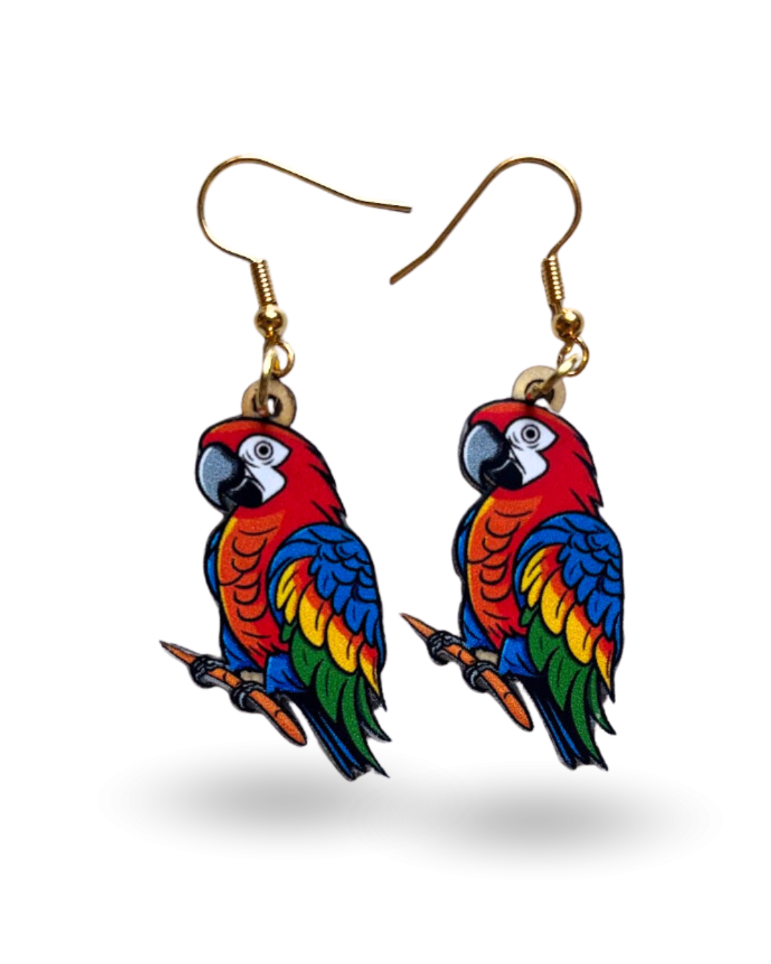 Macaw Parrot Printed Wooden Earrings
