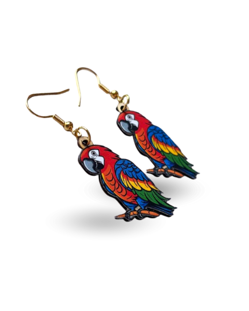 Macaw Parrot Printed Wooden Earrings
