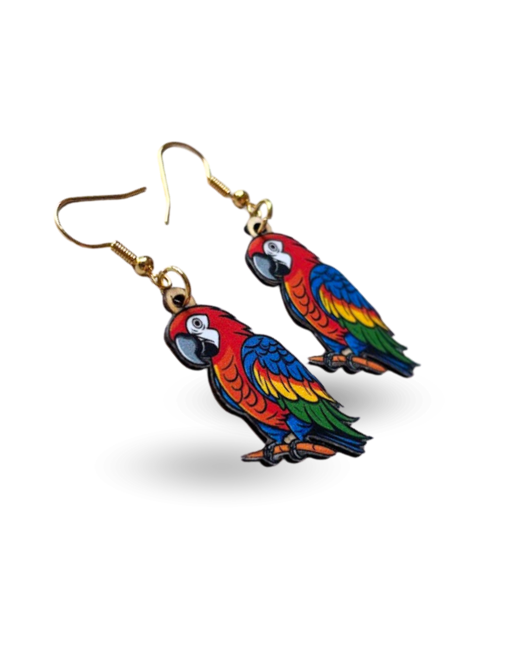 Macaw Parrot Printed Wooden Earrings