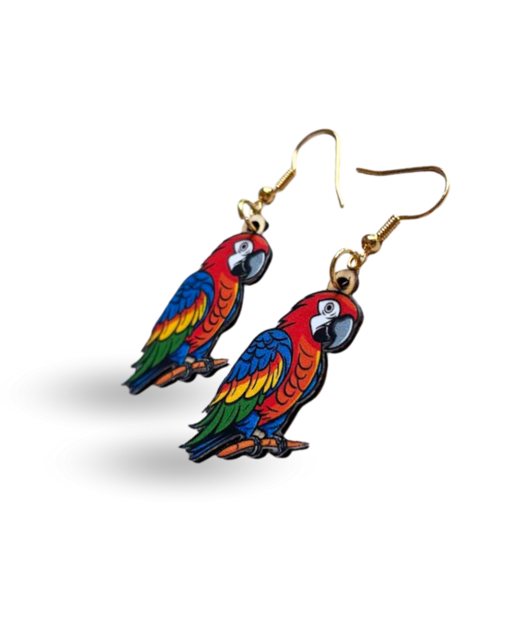Macaw Parrot Printed Wooden Earrings