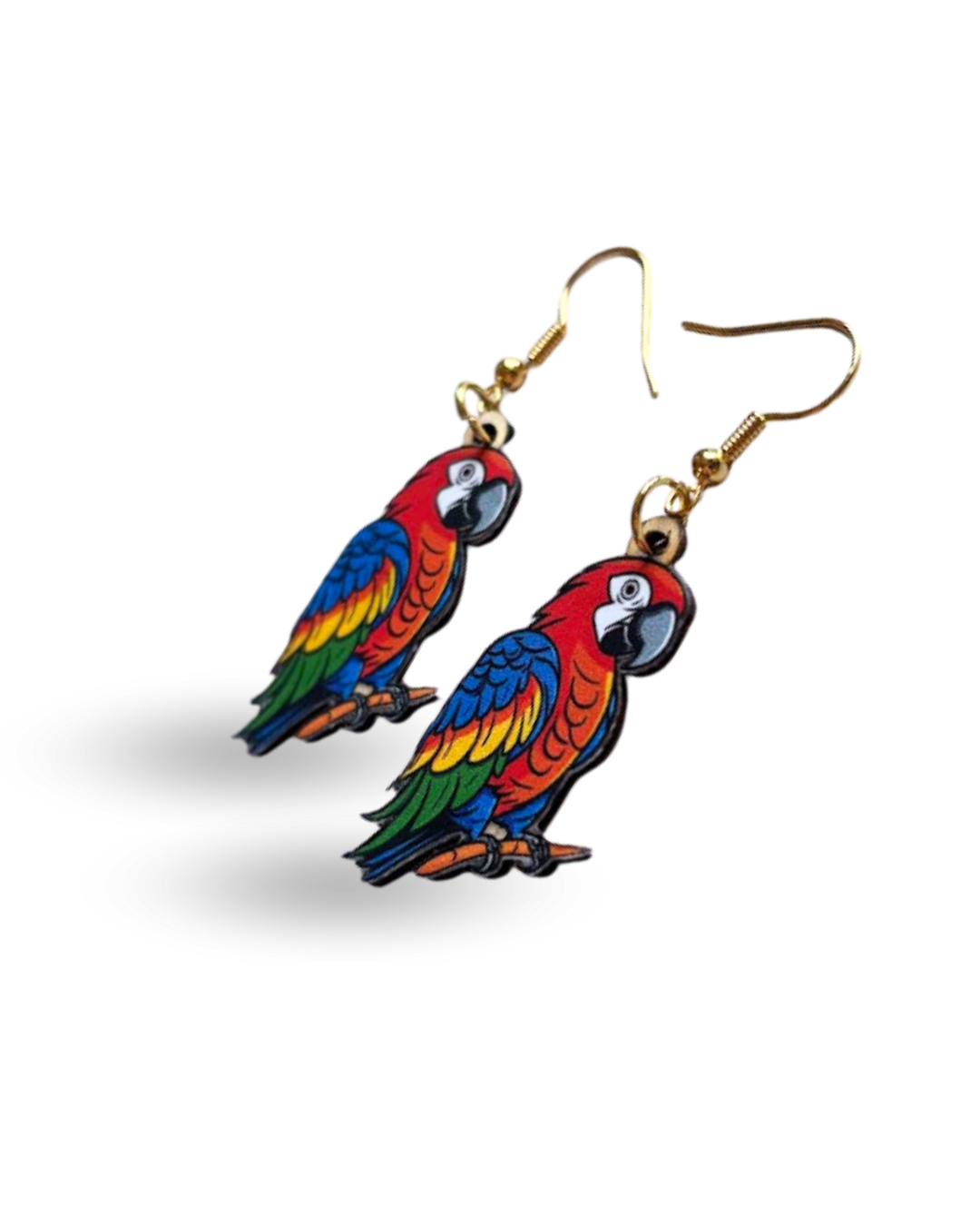 Macaw Parrot Printed Wooden Earrings