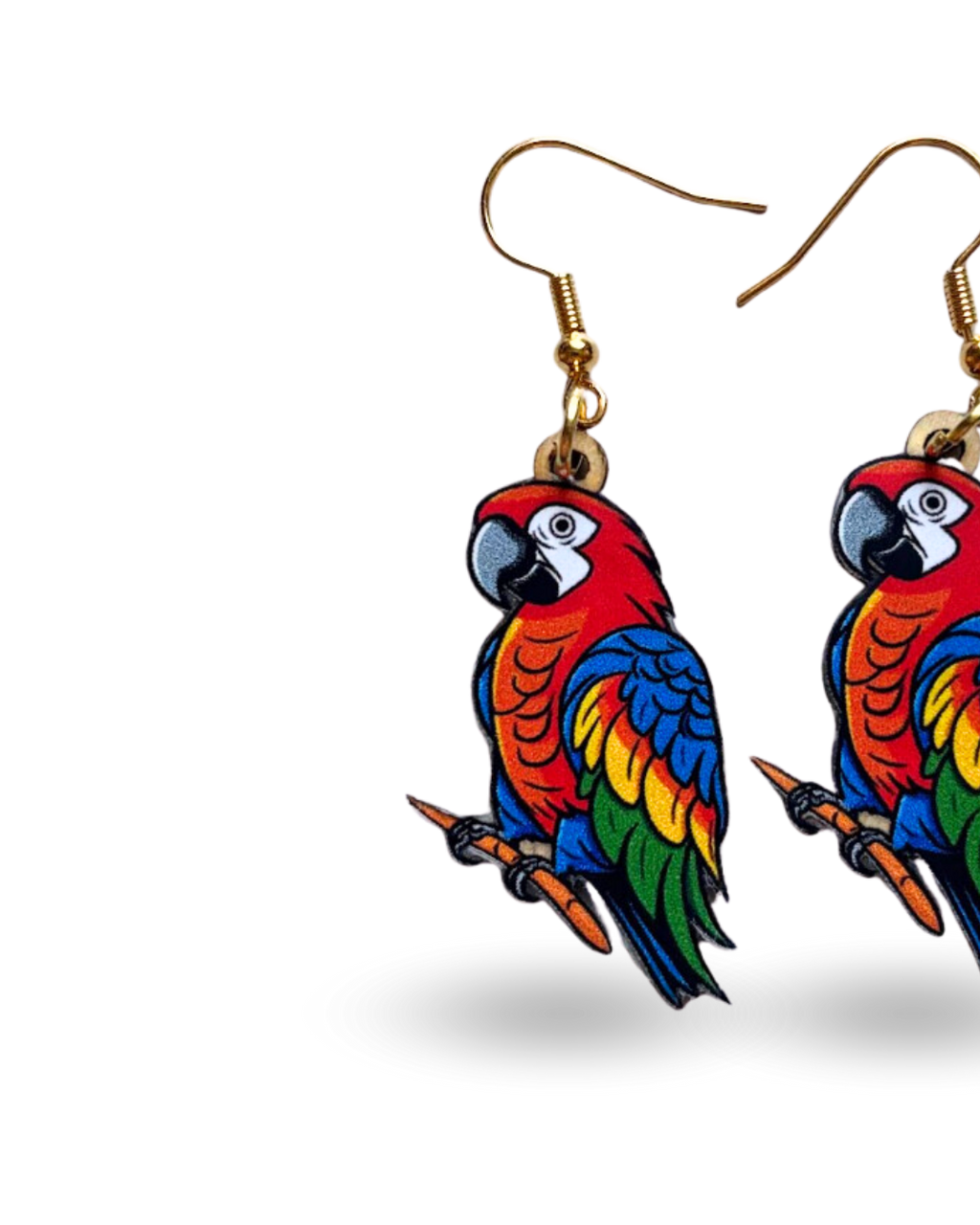 Macaw Parrot Printed Wooden Earrings