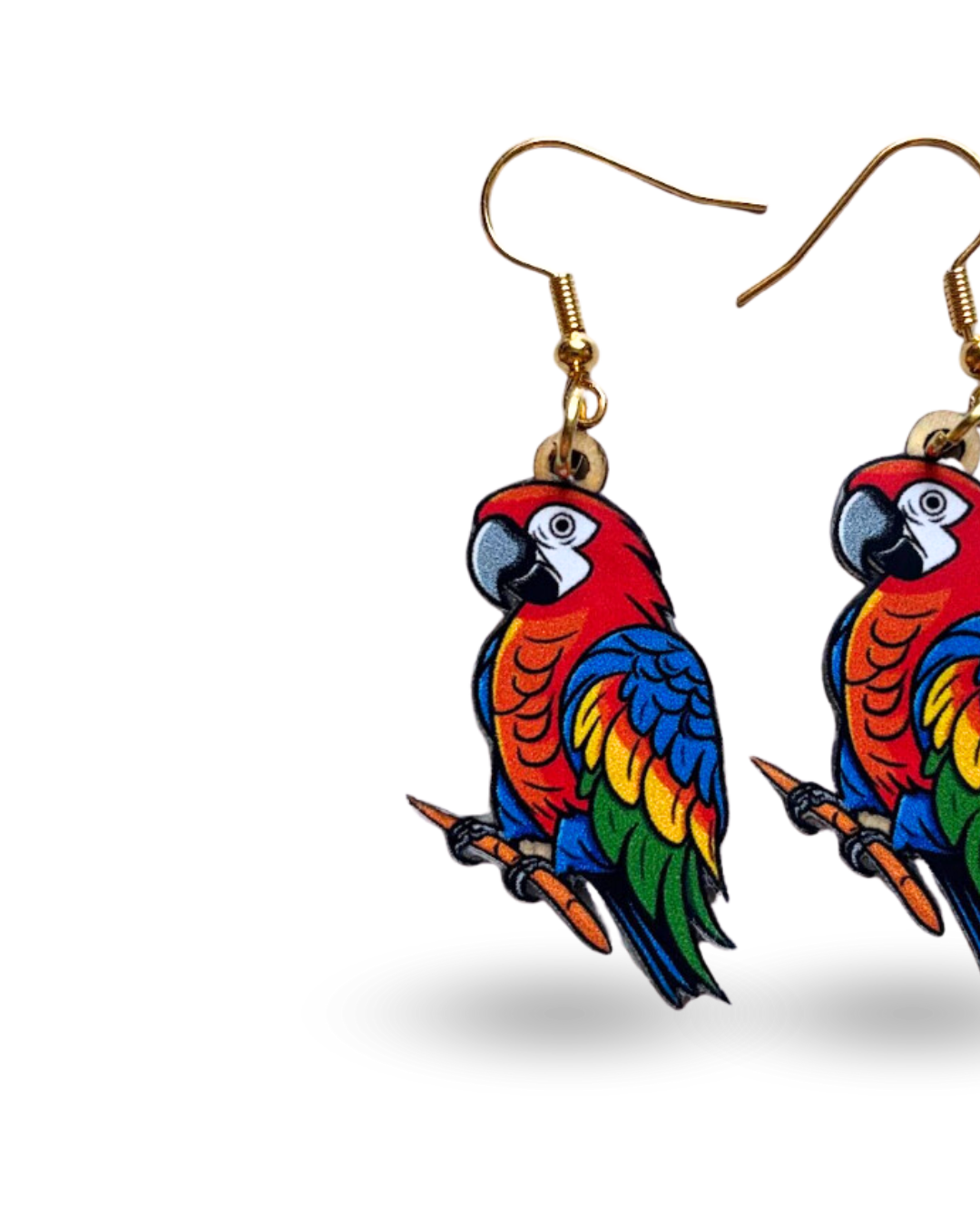 Macaw Parrot Printed Wooden Earrings