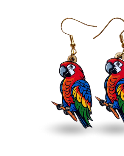 Macaw Parrot Printed Wooden Earrings