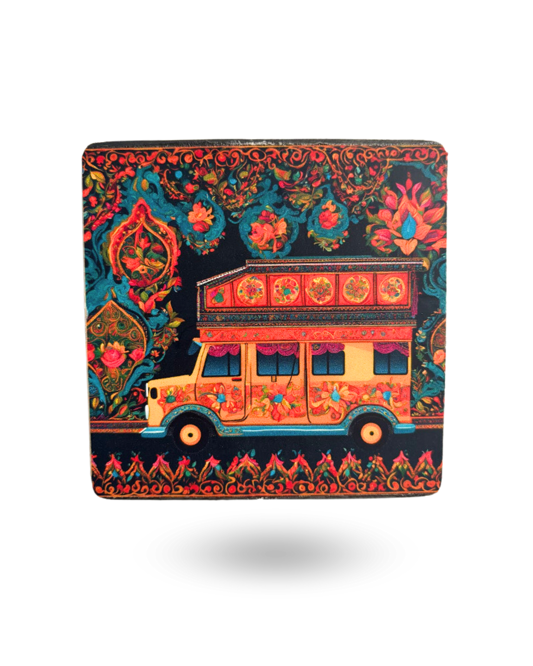 Traditional Van Art Tea Coasters – Premium Wooden & Non-Slip Base