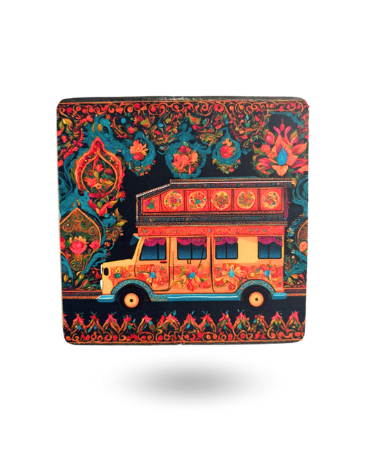 Traditional Van Art Tea Coasters – Premium Wooden & Non-Slip Base