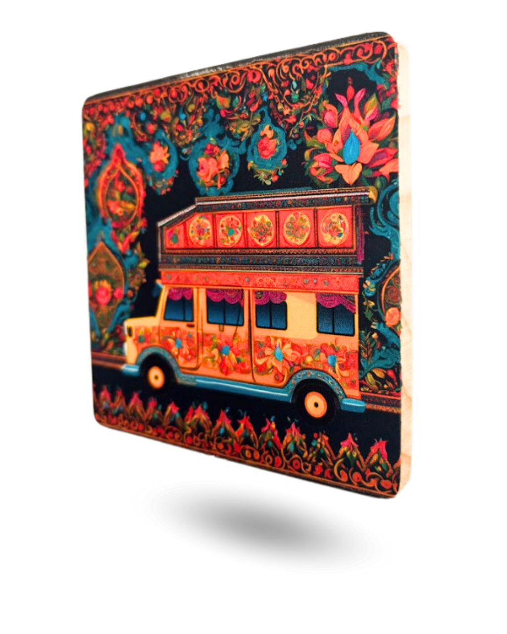 Traditional Van Art Tea Coasters – Premium Wooden & Non-Slip Base
