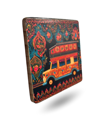 Traditional Van Art Tea Coasters – Premium Wooden & Non-Slip Base