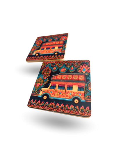 Traditional Van Art Tea Coasters – Premium Wooden & Non-Slip Base