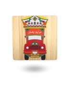 Pakistani Truck Art Wooden Tea Coasters – Vibrant & Durable with Non-Slip Base