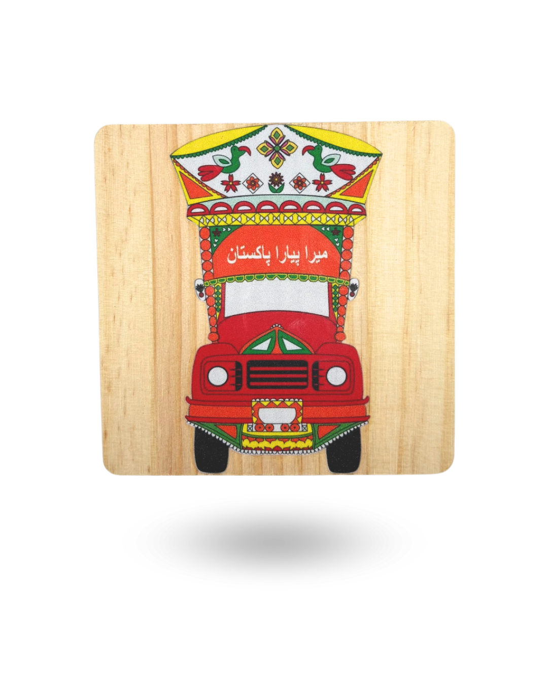 Pakistani Truck Art Wooden Tea Coasters – Vibrant & Durable with Non-Slip Base