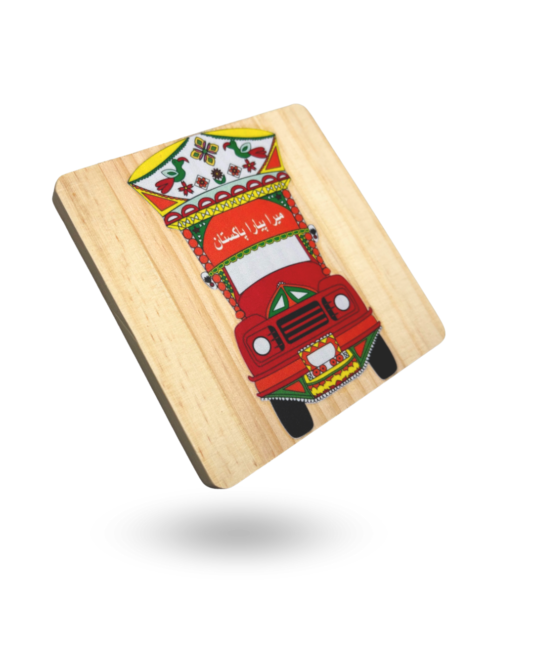 Pakistani Truck Art Wooden Tea Coasters – Vibrant & Durable with Non-Slip Base