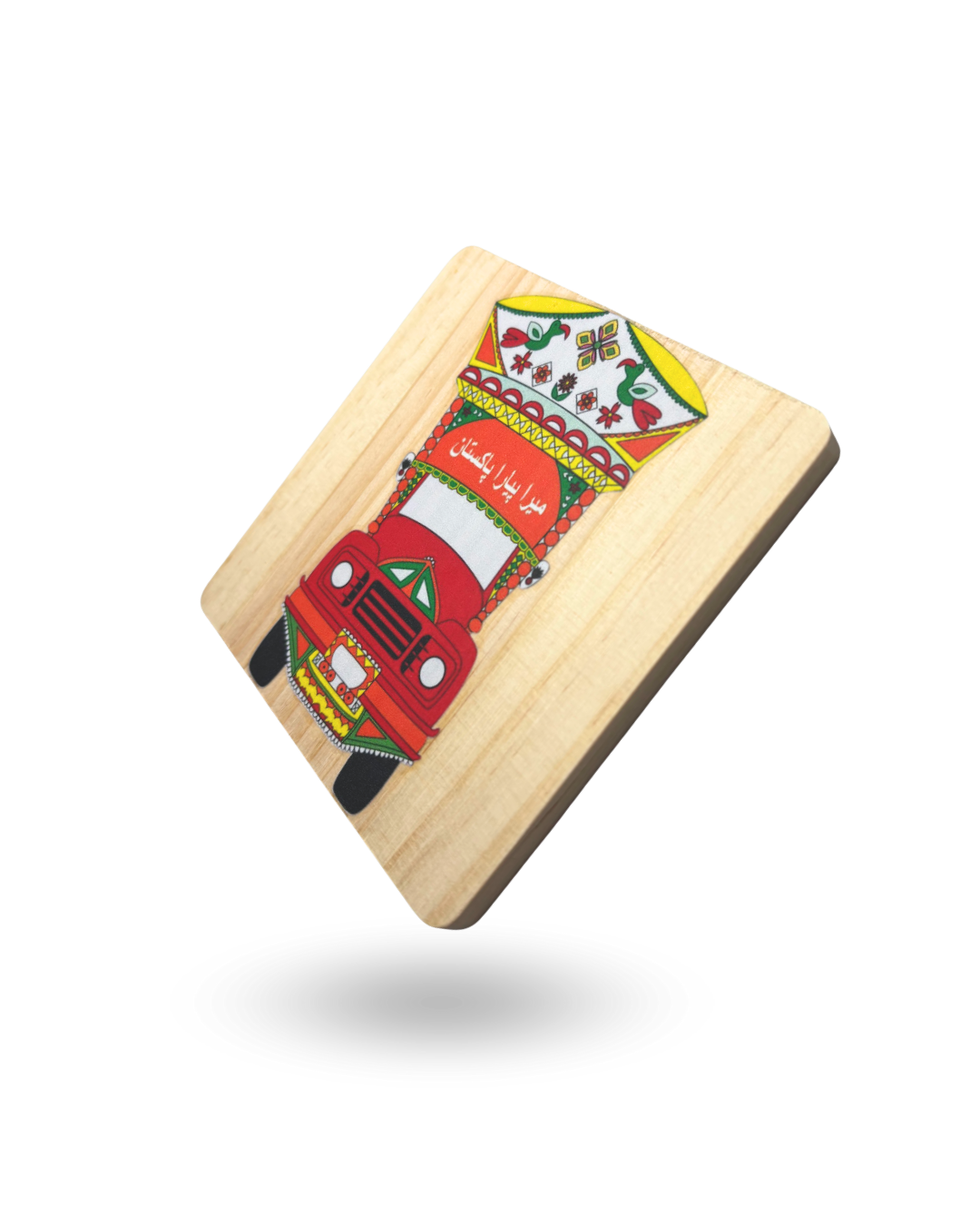 Pakistani Truck Art Wooden Tea Coasters – Vibrant & Durable with Non-Slip Base