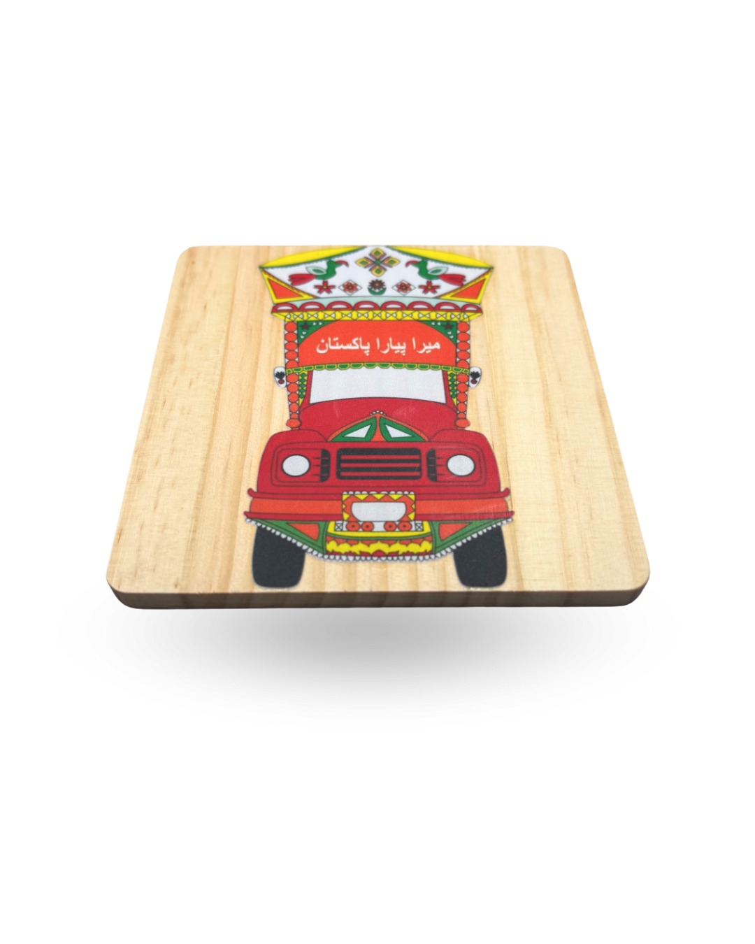 Pakistani Truck Art Wooden Tea Coasters – Vibrant & Durable with Non-Slip Base