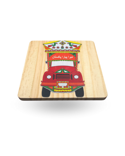 Pakistani Truck Art Wooden Tea Coasters – Vibrant & Durable with Non-Slip Base