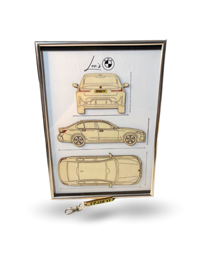 Custom Car Number Wall Frame with Custom Key Chain