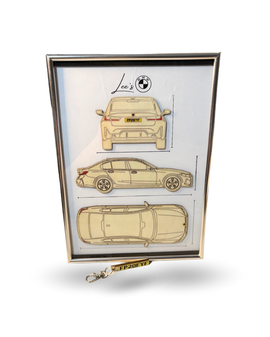 Custom Car Number Wall Frame with Custom Key Chain