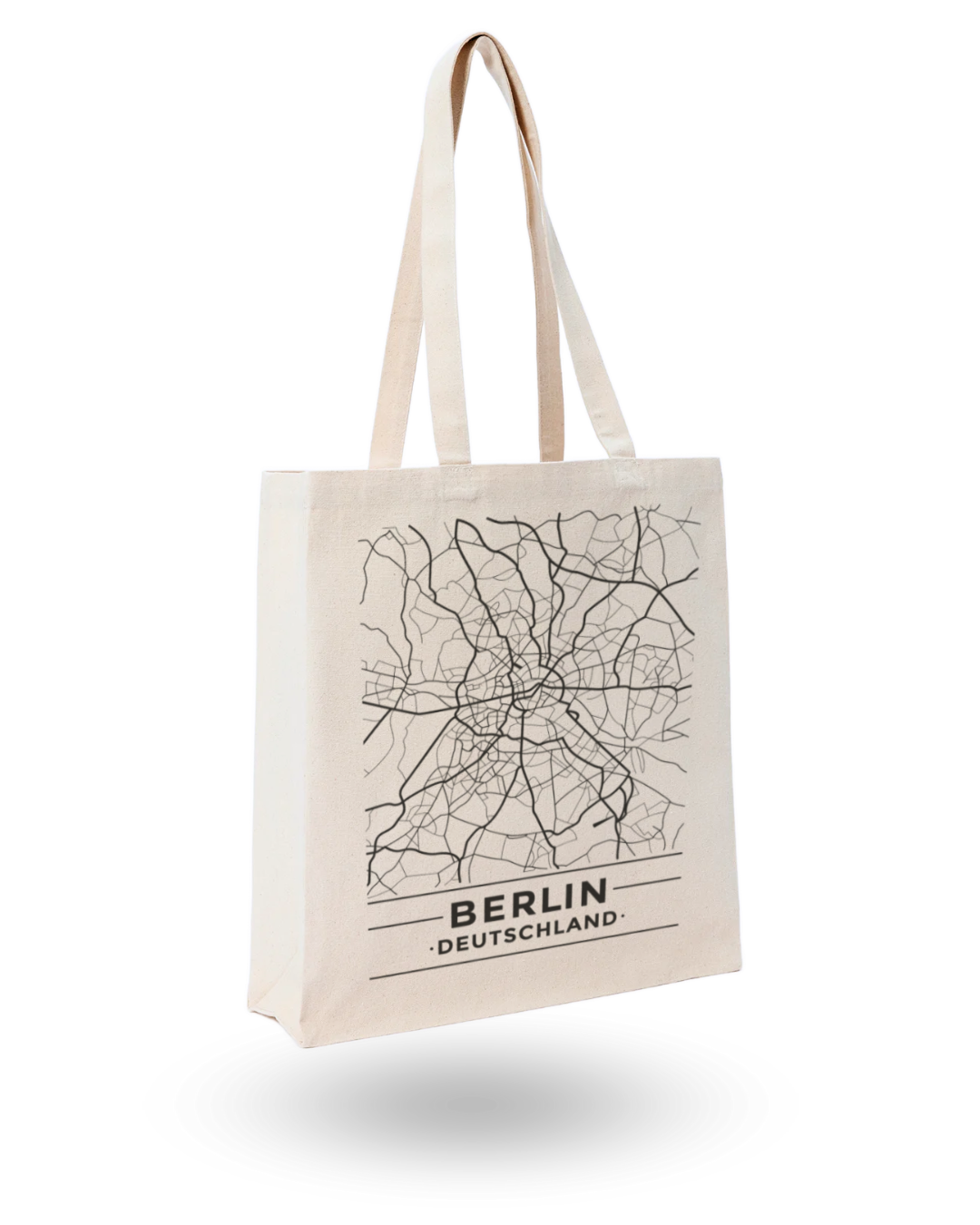 Berlin Canvas Tote Bag – Stylish Printed Tote with Map Design